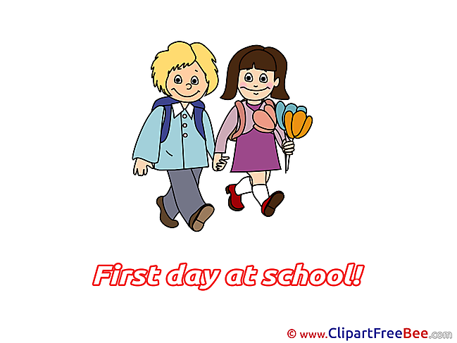 Pupils Flowers Cliparts First Day at School for free