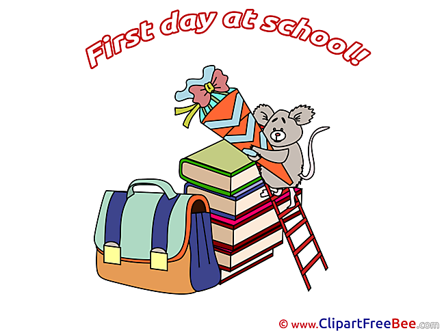 Rat Schoolbag Books First Day at School Illustrations for free