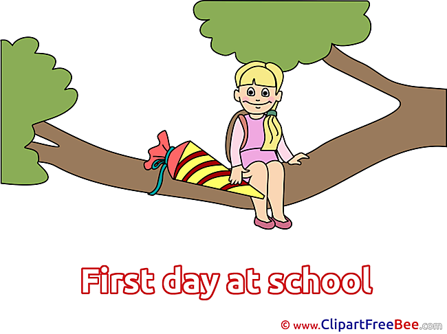 Tree Branch Girl Pics First Day at School free Cliparts