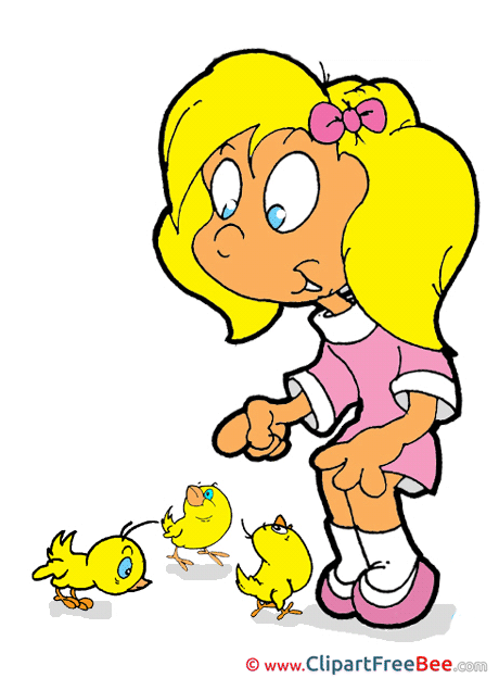 Birds Girl Clipart School Illustrations