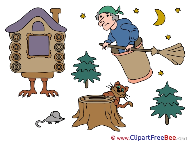 Baba Yaga Trees Mouse Cliparts Fairy Tale for free