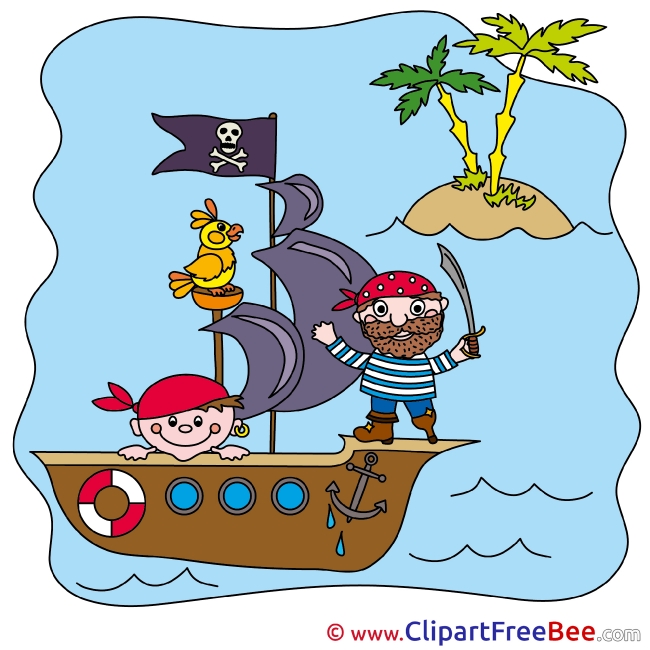 Boat Sea Island Pirates Clip Art download Fairy Tale