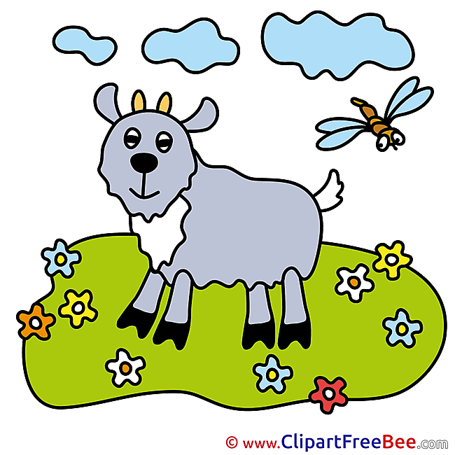 Dragonfly Goat Meadow Clipart free Illustrations
