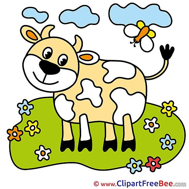 Meadow Flowers Cow Meadow Clipart free Illustrations