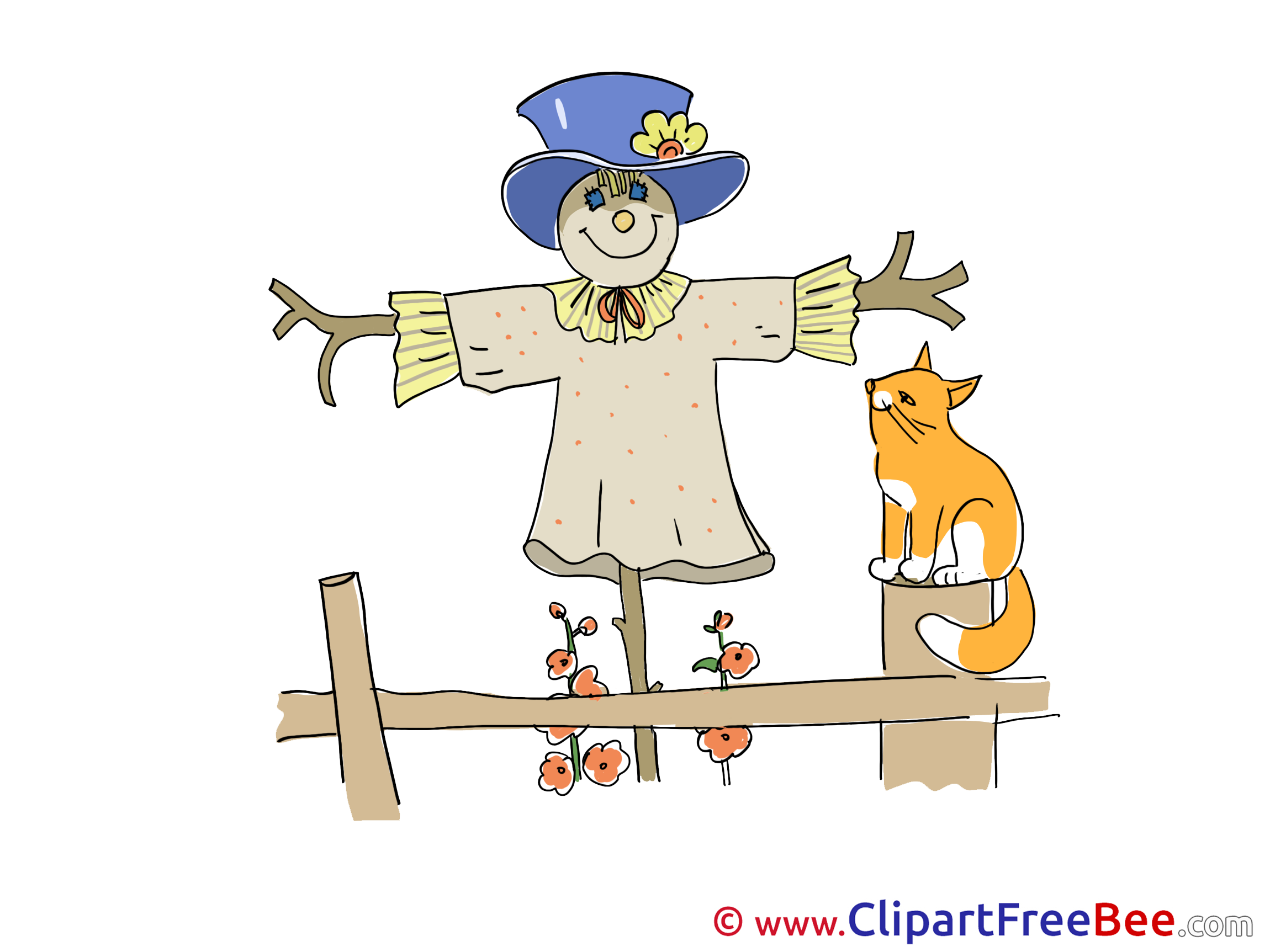 Scarecrow Cat download printable Illustrations