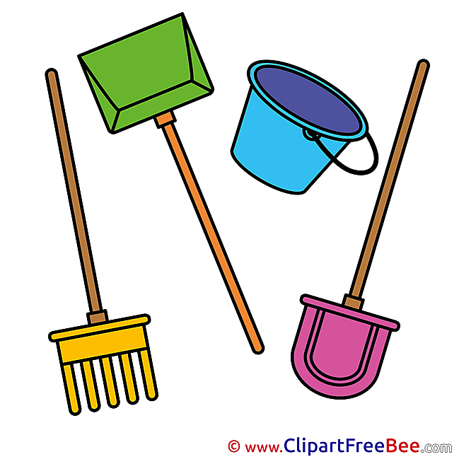 Tools Rake Shovel Bucket download printable Illustrations