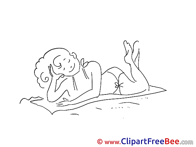 Sunbathing Clipart Vacation Illustrations