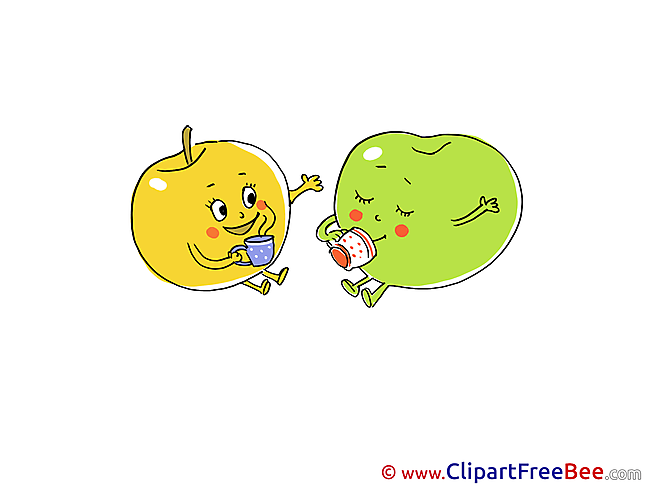 Tea Cups Fruits Clipart free Illustrations