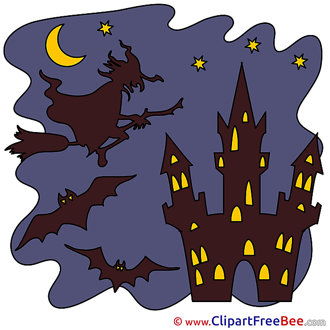 Chateau Castle Witch Pics Halloween Illustration