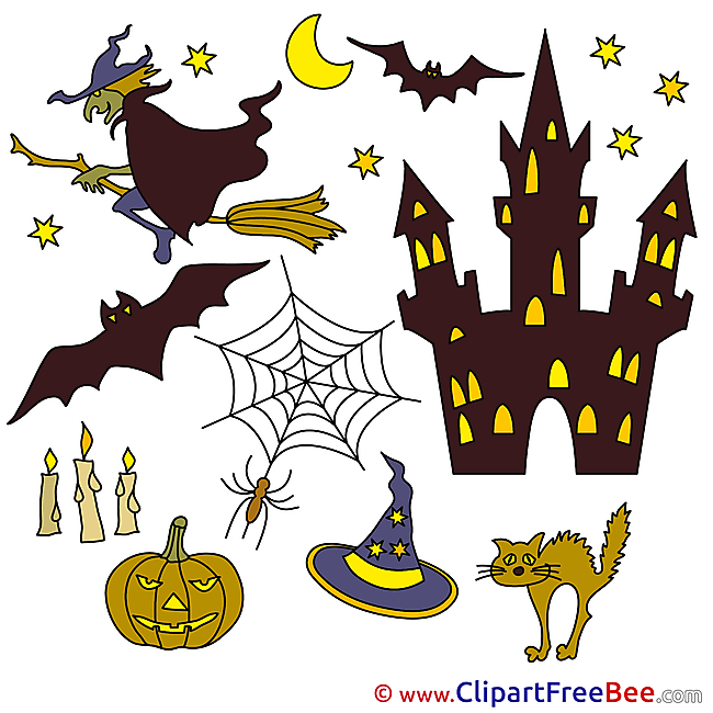 Holiday Castle Cat  Pumpkin Clip Art download Halloween