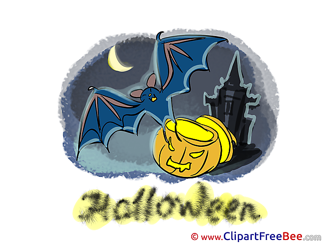 Night Bat Pumpkin Halloween Clip Art for free