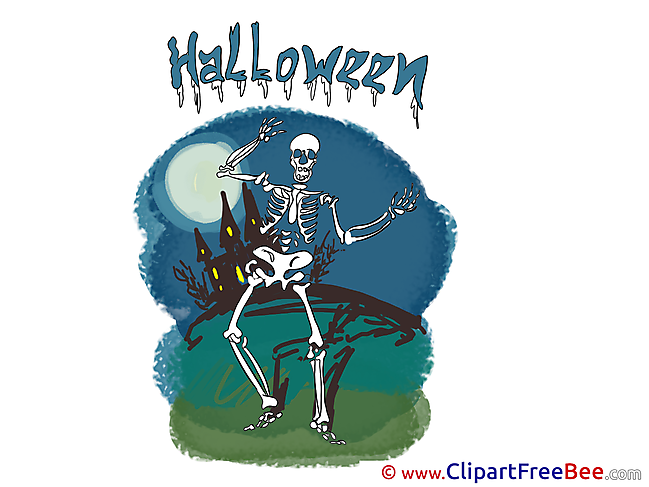 Skeleton Night Pics Halloween Illustration