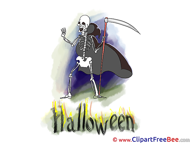 Skeleton Scythe Clipart Halloween Illustrations
