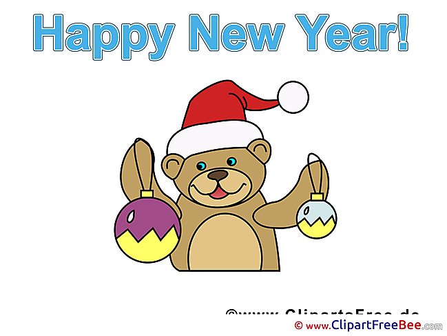 Bear printable Illustrations New Year