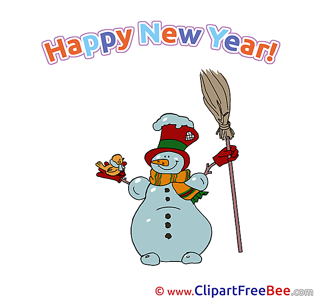 Bird Snowman Clipart New Year Illustrations