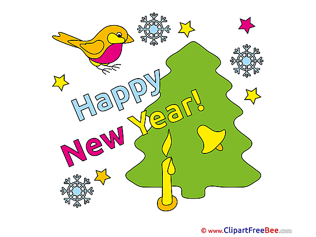 Bird Tree Pics New Year Illustration