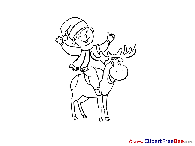 Boy with Deer Cliparts New Year for free