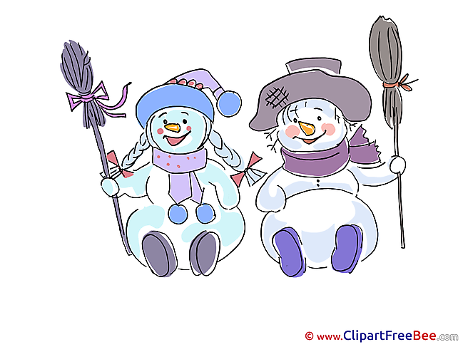 Brooms Snowmen free Cliparts New Year