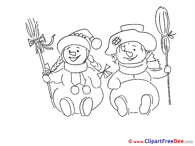 Coloring Snowmen New Year download Illustration