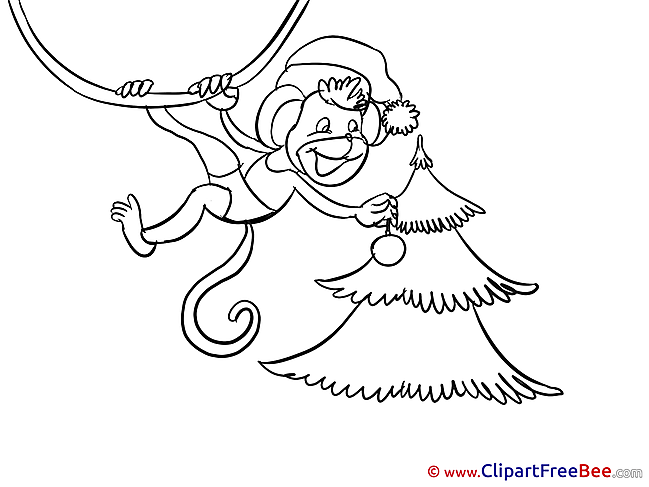 Monkey Coloring New Year download Illustration