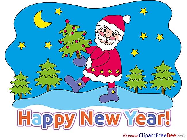 Moon Santa Claus New Year download Illustration