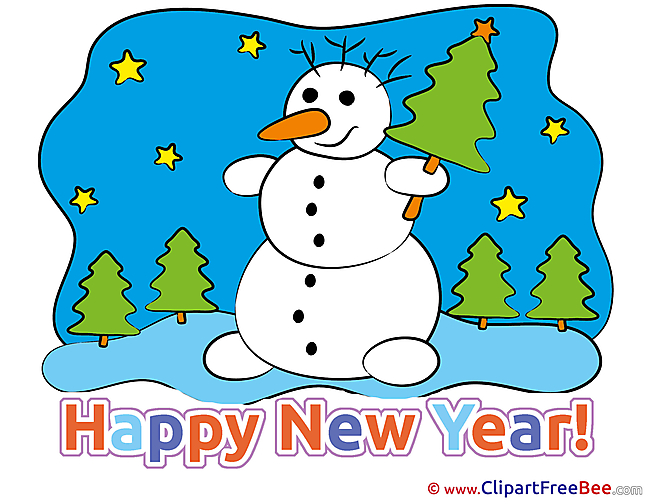 Stars Snowman New Year Clip Art for free