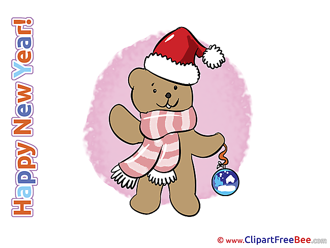 Teddy Bear Pics New Year Illustration