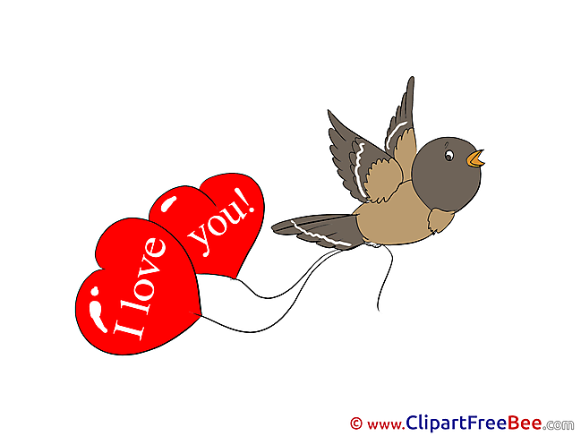 Bird Balloons Cliparts Hearts for free