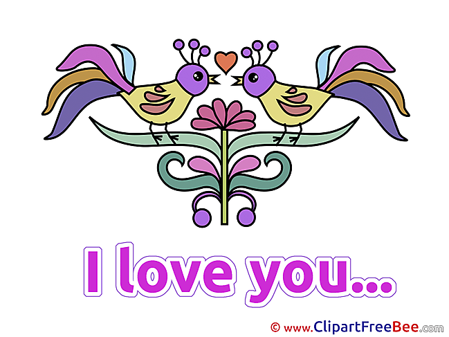 Birds Flower I Love You Illustrations for free