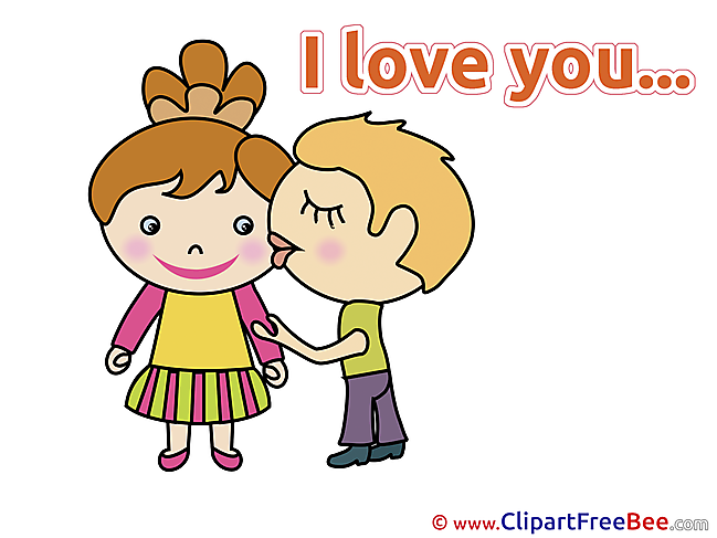 Enamored Boy Girl Kiss I Love You download Illustration