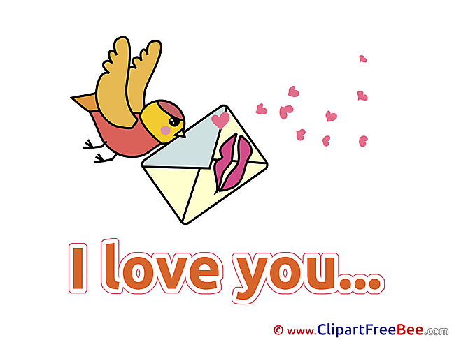 Letter Kiss Bird Courier free Illustration I Love You