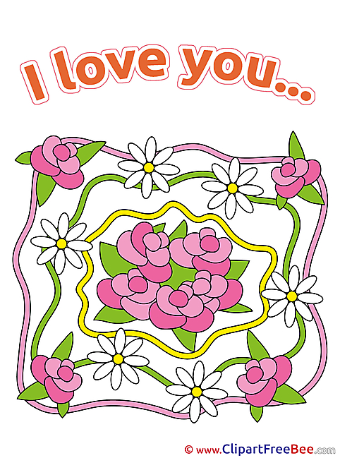 Roses Chamomiles Flowers Clipart I Love You free Images