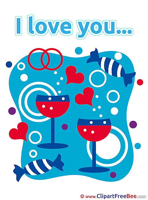Wine Glasses Sweets Hearts Pics I Love You free Cliparts