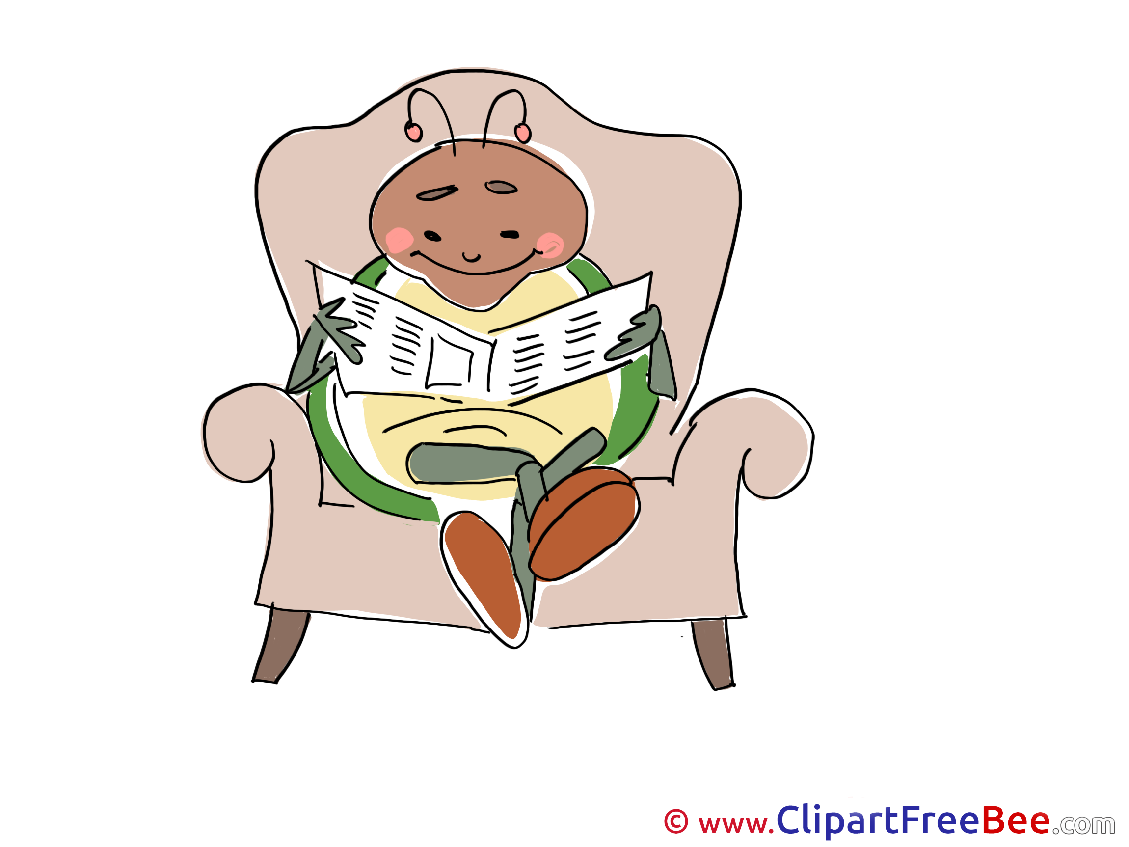 Armchair Newspaper Bug Pics download Illustration Armchair Newspaper Bug Pics download Illustration