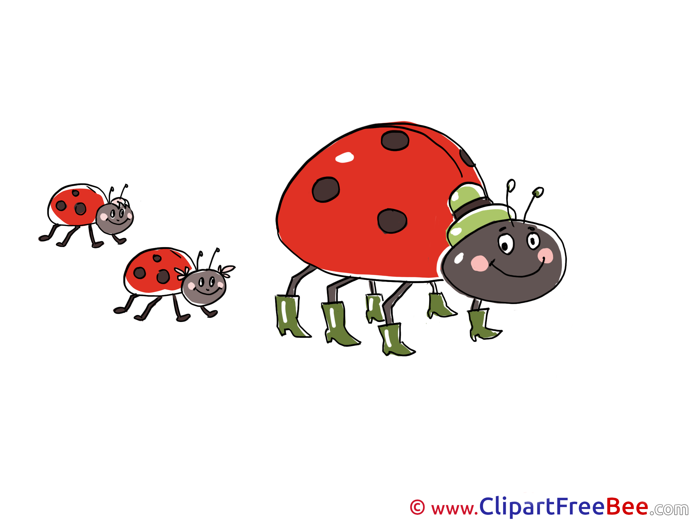 Family Ladybugs Clipart free Illustrations