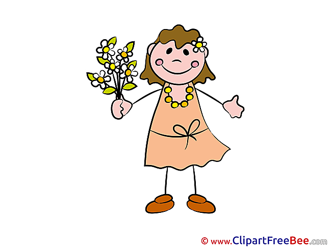 Flowers Girl Clipart Kindergarten Illustrations