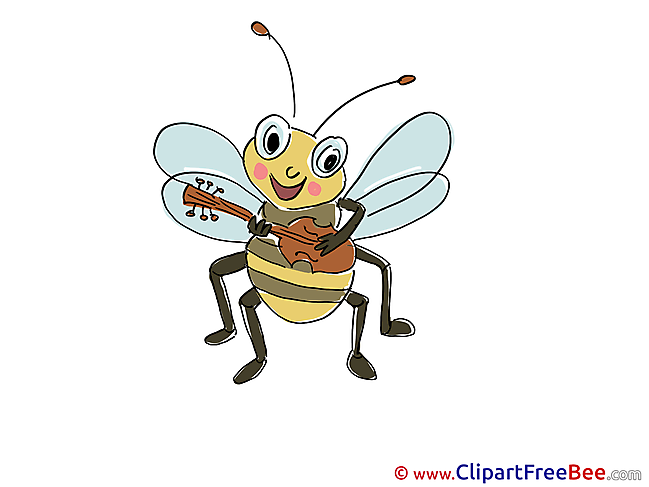 Guitar Bee plays printable Kindergarten Images