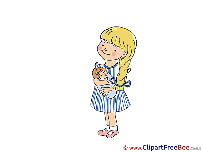 Playing with Doll Girl Kindergarten download Illustration