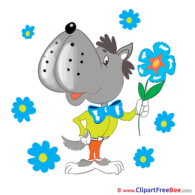 Wolf Flowers printable Illustrations Kindergarten