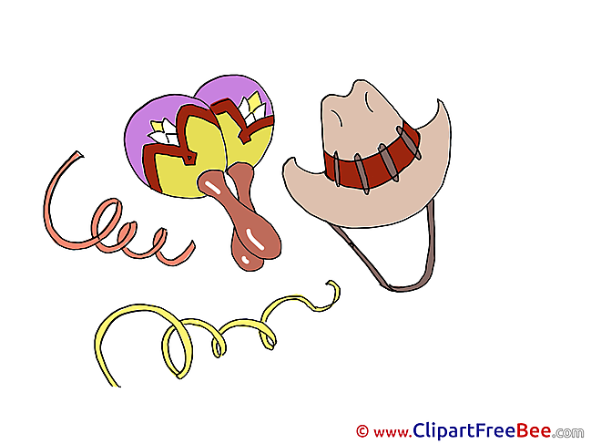 Cowboy Maracas Hat Pics Party Illustration