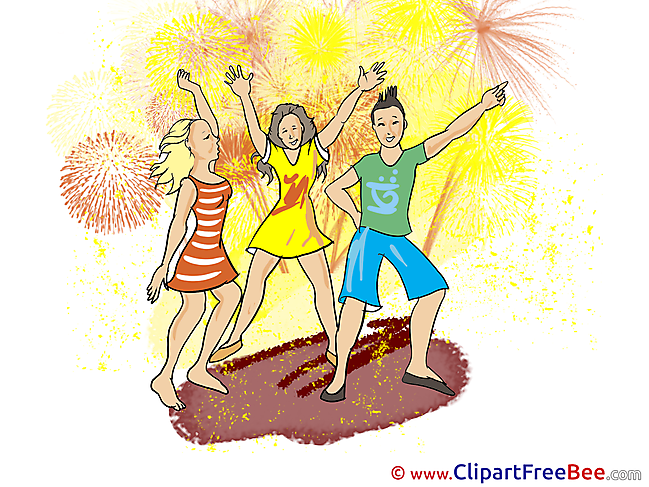 Firework People Dance Clipart Party Illustrations
