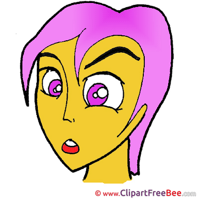 Eyes Pink Hair Girl Cliparts printable for free