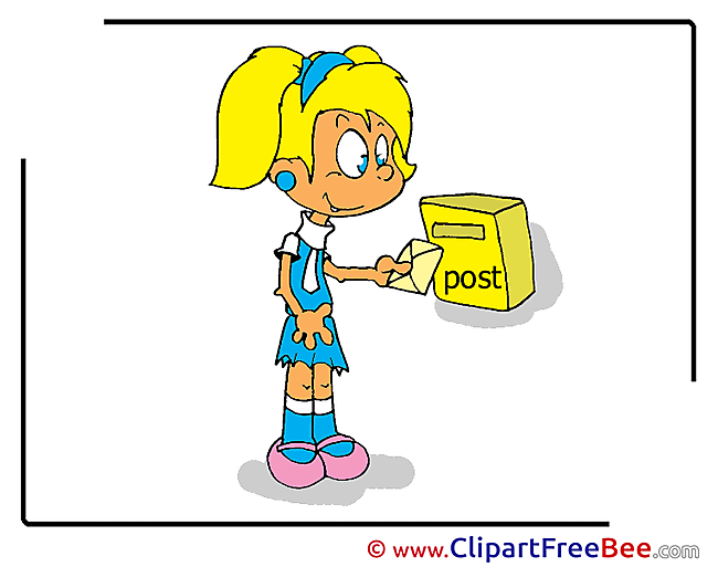 Mailbox Girl Letter printable Illustrations for free