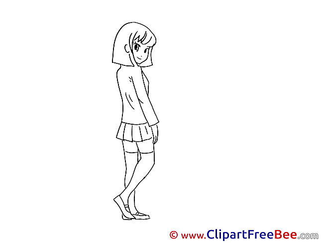 Pretty Girl Anime download printable Illustrations