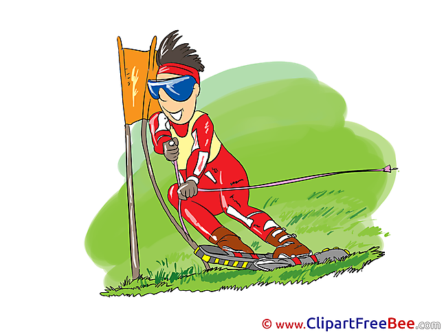 Skiing on the Grass Clipart Sport Illustrations