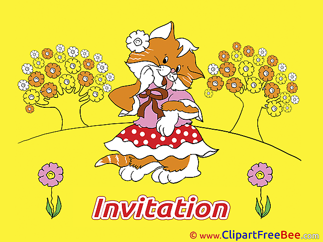 Beautiful Cat Invitations free eCards download