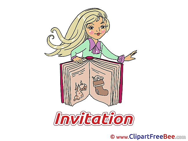 Book Girl Greeting Card download Invitations