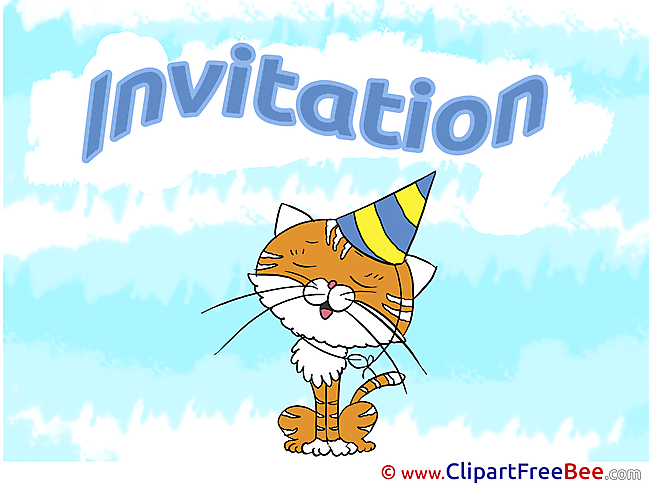 Cap Cat Invitations download Greeting Cards