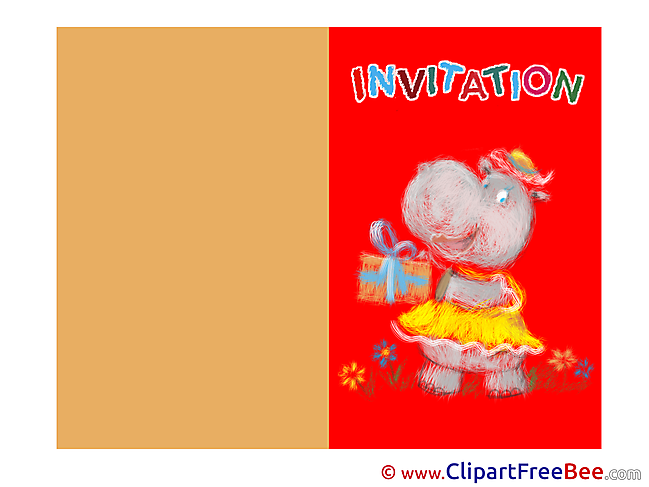 Download Hippo Wishes Invitations Postcards