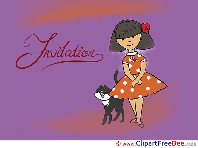 Woman Cat download Invitations Greeting Cards